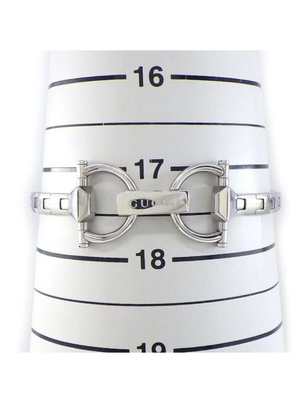 Gucci Watch Kiodo 122.5 Horsebit 3 Point Diamond Index White Shell Dial Date SS